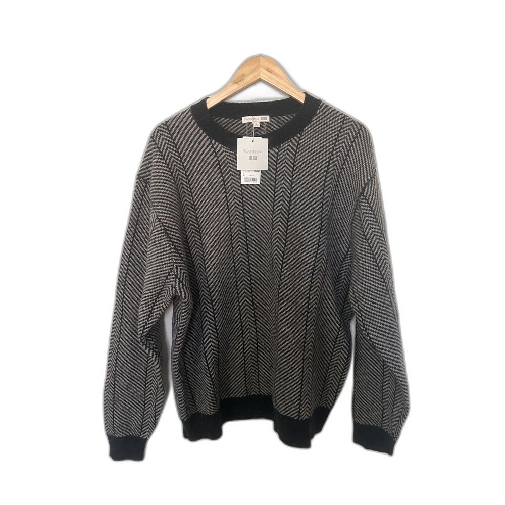 JW Anderson x Uniqlo Lambswool Herringbone Crew Neck Sweater Men's L NWT